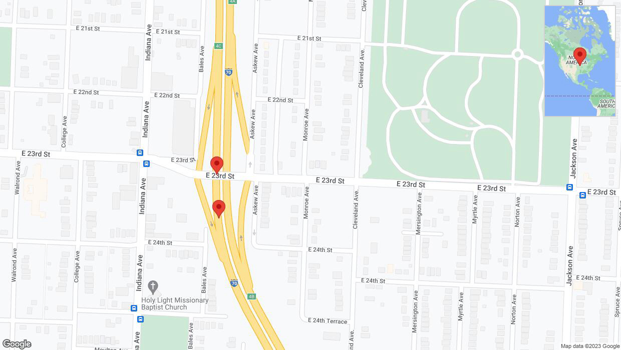 A detailed map that shows the affected road due to 'Broken down vehicle on eastbound I-70 in Kansas City' on October 24th at 1:54 p.m.