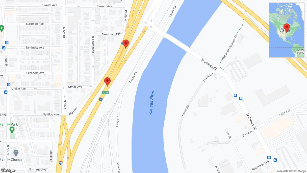 A detailed map that shows the affected road due to 'Broken down vehicle on eastbound I-70 in Kansas City' on October 24th at 3:30 p.m.