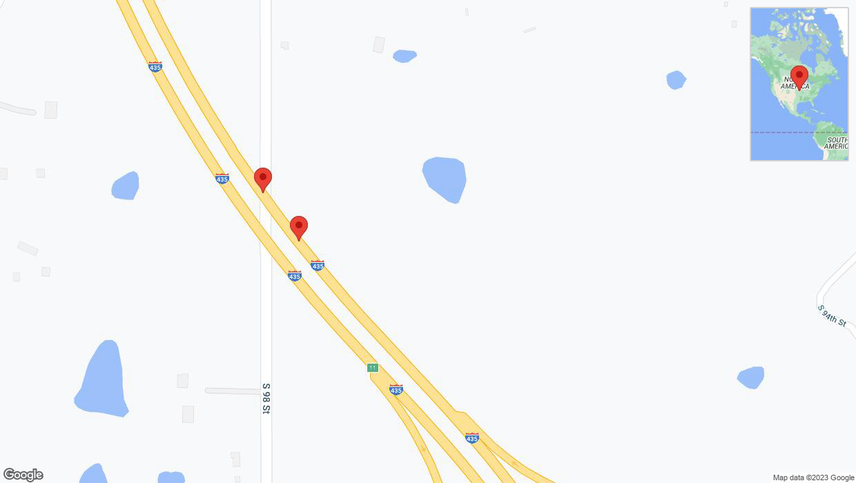 A detailed map that shows the affected road due to 'Crash update: I-435' on October 24th at 4:54 p.m.