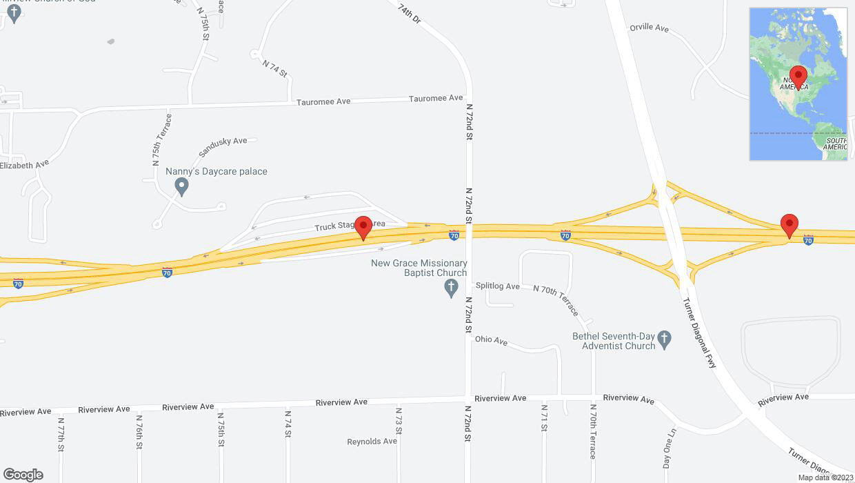 A detailed map that shows the affected road due to 'A crash has been reported on eastbound I-70' on October 24th at 7 p.m.
