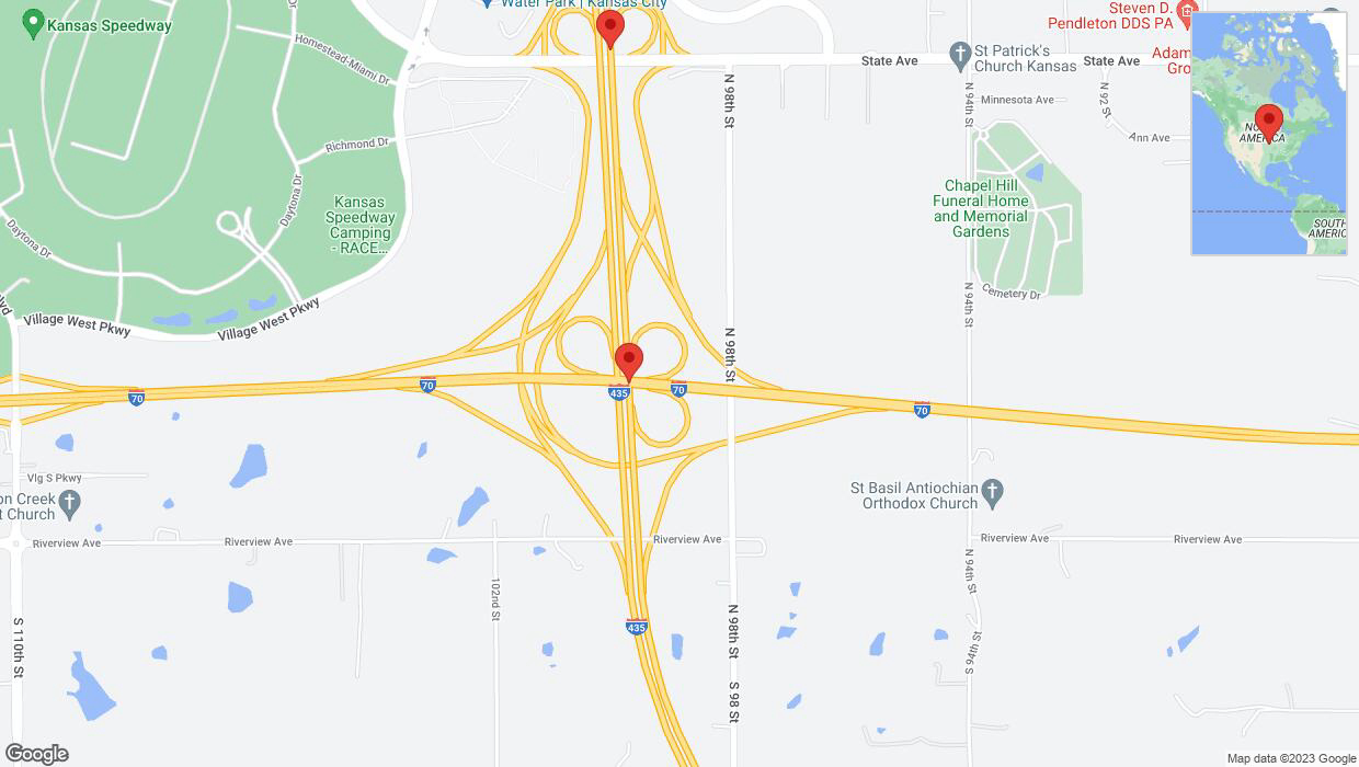 A detailed map that shows the affected road due to 'Warning: Crash on northbound I-435 in Kansas City' on October 24th at 7:54 p.m.