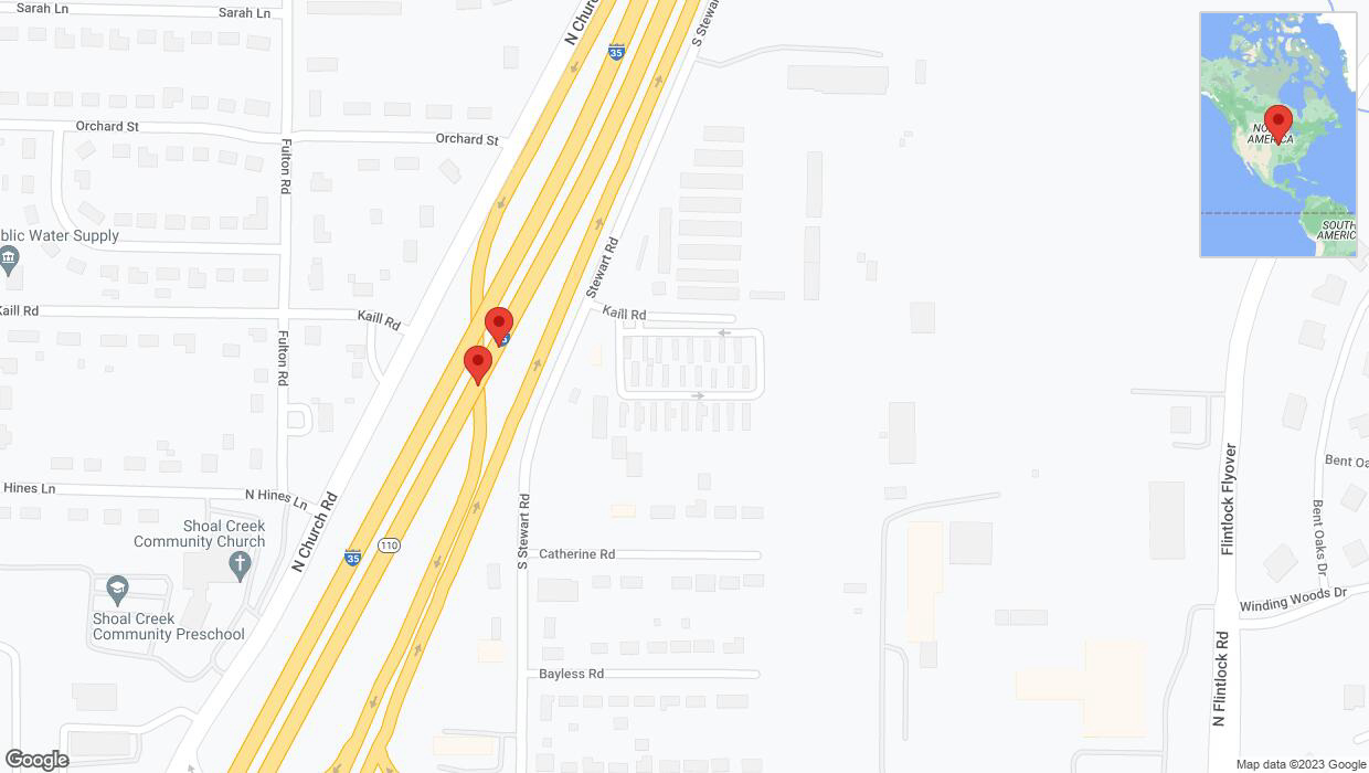 A detailed map that shows the affected road due to 'Broken down vehicle on northbound I-35 in Pleasant Valley' on October 25th at 3:42 p.m.