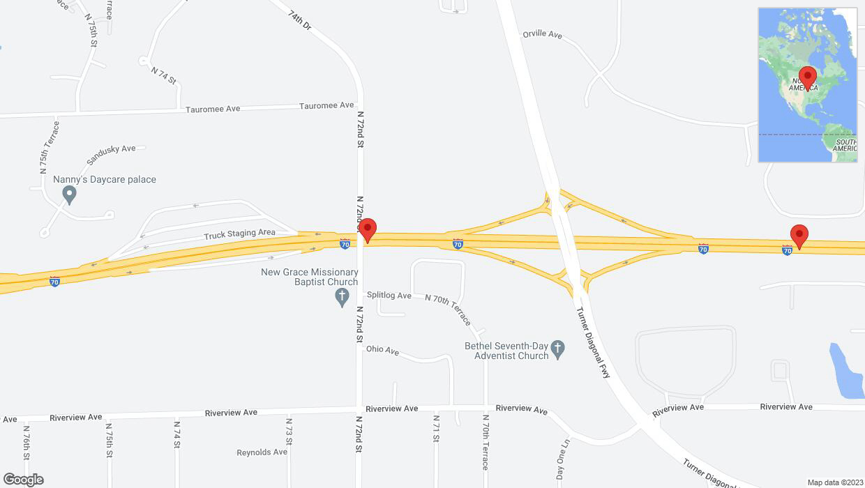 A detailed map that shows the affected road due to 'A crash has been reported on eastbound I-70' on October 25th at 4:06 p.m.