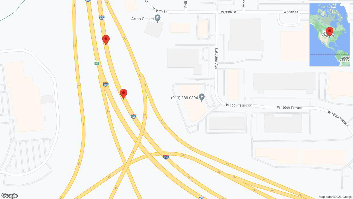 A detailed map that shows the affected road due to 'Crash reported on northbound I-435 in Lenexa' on October 25th at 4:24 p.m.
