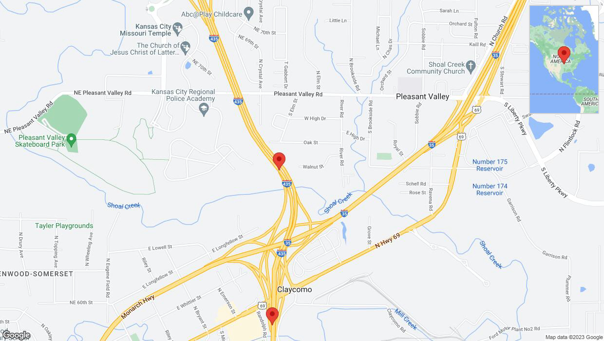 A detailed map that shows the affected road due to 'Pleasant Valley: I-435 closed' on October 26th at 12:30 p.m.