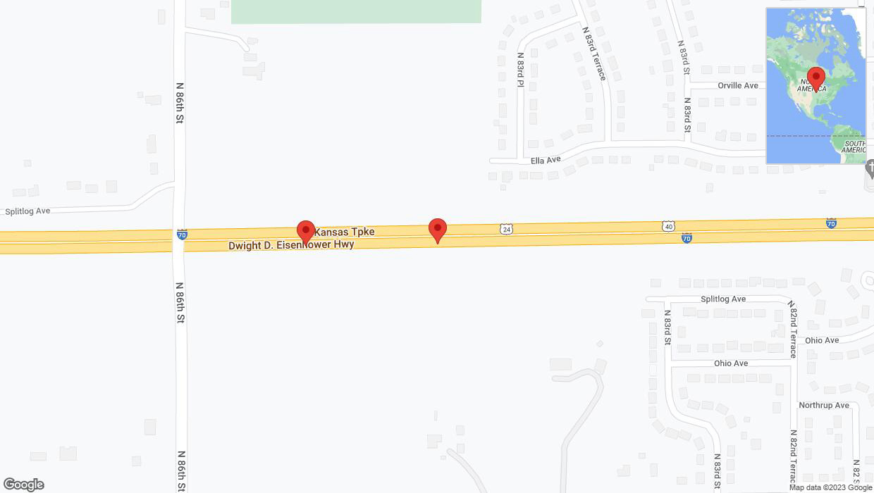 A detailed map that shows the affected road due to 'Broken down vehicle on eastbound I-70 in Kansas City' on October 26th at 2:18 p.m.
