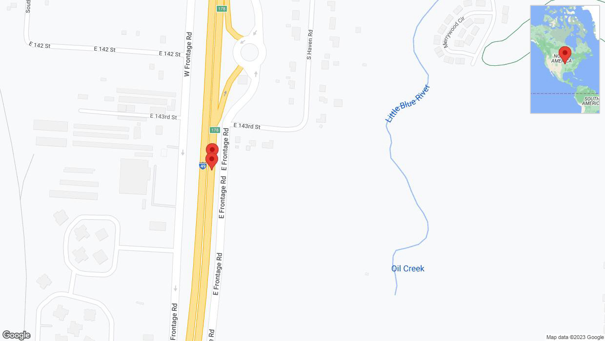 A detailed map that shows the affected road due to 'Broken down vehicle on northbound I-40/US-71 in Grandview' on October 26th at 3:12 p.m.