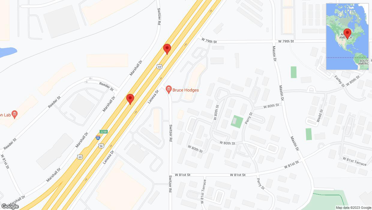 A detailed map that shows the affected road due to 'Broken down vehicle on eastbound I-35 in Overland Park' on October 26th at 4:06 p.m.