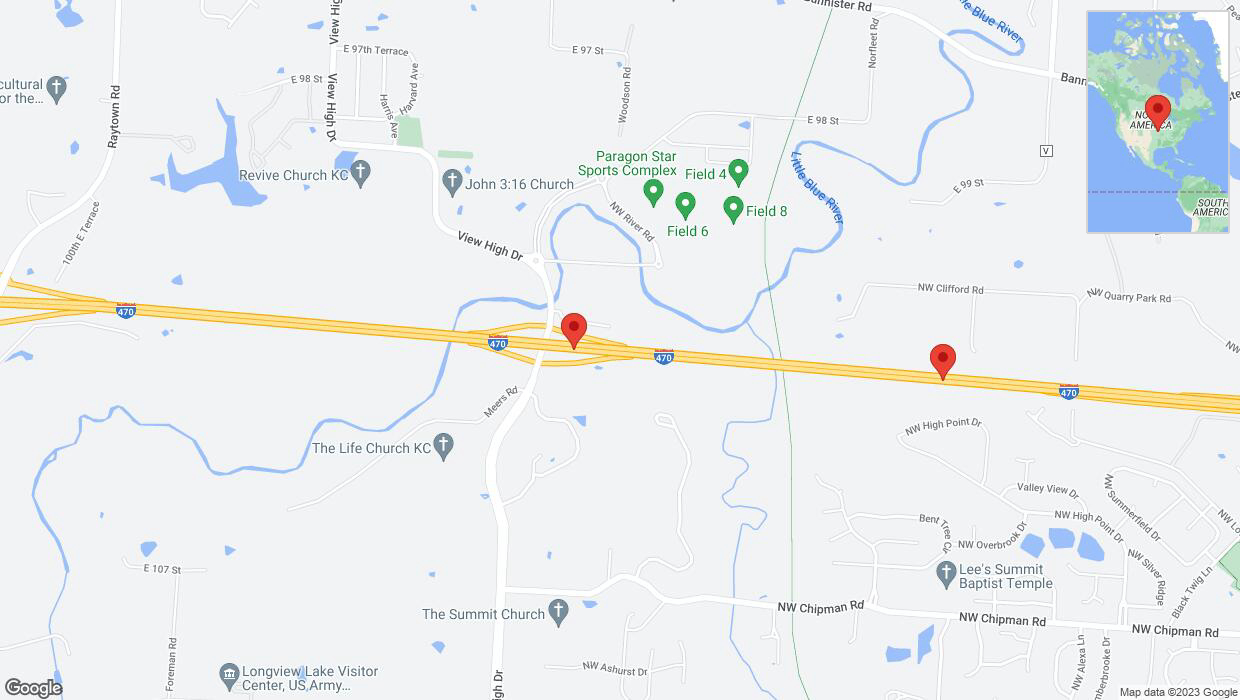 A detailed map that shows the affected road due to 'Reports of a crash on eastbound I-470' on October 26th at 4:06 p.m.