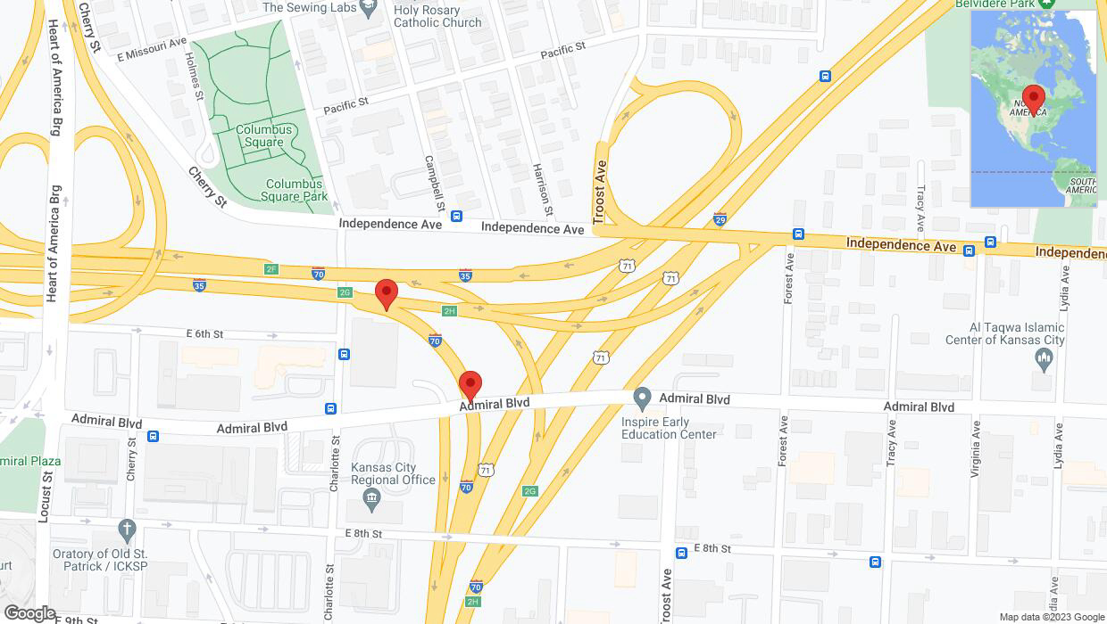 A detailed map that shows the affected road due to 'Broken down vehicle on eastbound I-70 in Kansas City' on October 26th at 4:18 p.m.