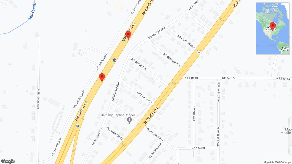 A detailed map that shows the affected road due to 'Broken down vehicle on northbound I-35 in Kansas City' on October 26th at 5:30 p.m.