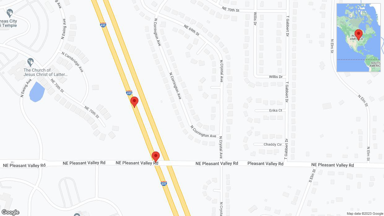 A detailed map that shows the affected road due to 'Broken down vehicle on southbound I-435 in Kansas City' on October 26th at 7:54 p.m.