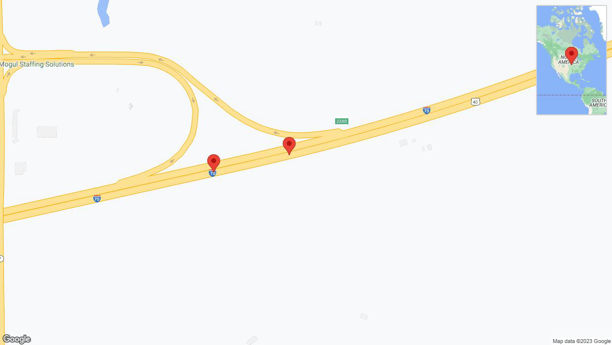 A detailed map that shows the affected road due to 'Broken down vehicle on eastbound I-70 in Bonner Springs' on October 26th at 7:42 p.m.