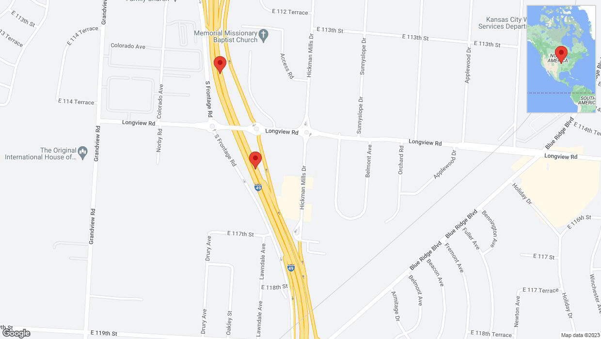 A detailed map that shows the affected road due to 'Broken down vehicle on northbound I-40/US-71 in Kansas City' on October 26th at 10 p.m.