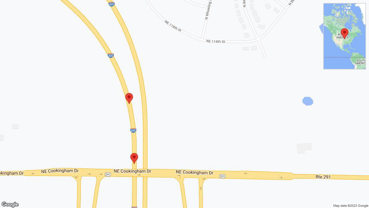 A detailed map that shows the affected road due to 'Broken down vehicle on eastbound I-435 in Kansas City' on October 26th at 11:12 p.m.