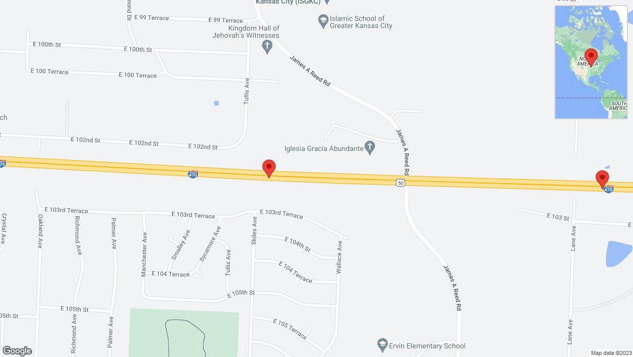 A detailed map that shows the affected road due to 'Crash report: I-470' on October 27th at 12:12 p.m.