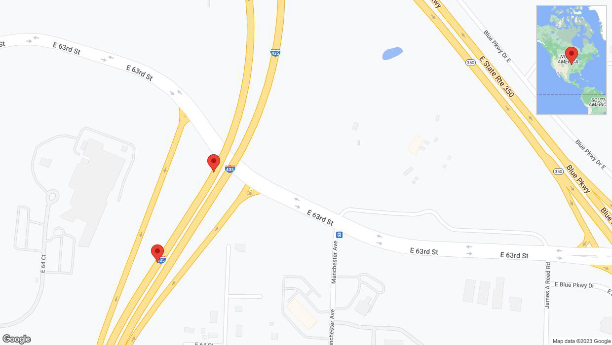A detailed map that shows the affected road due to 'Broken down vehicle on southbound I-435 in Kansas City' on October 27th at 2:48 p.m.
