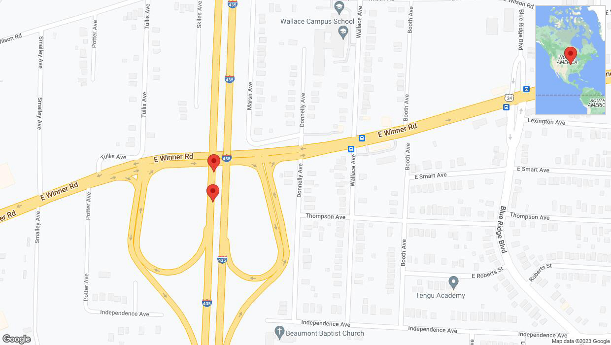 A detailed map that shows the affected road due to 'Broken down vehicle on southbound I-435 in Kansas City' on October 27th at 9:24 p.m.