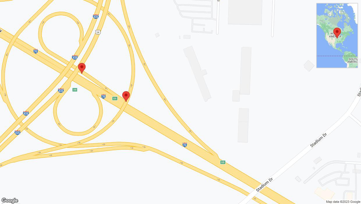 A detailed map that shows the affected road due to 'Kansas City: George Brett Super Highway closed' on October 27th at 10:36 p.m.
