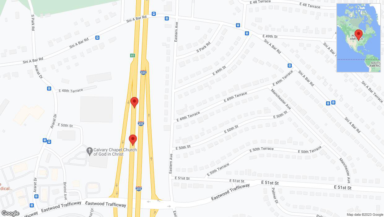 A detailed map that shows the affected road due to 'Broken down vehicle on southbound I-435 in Kansas City' on October 27th at 11 p.m.