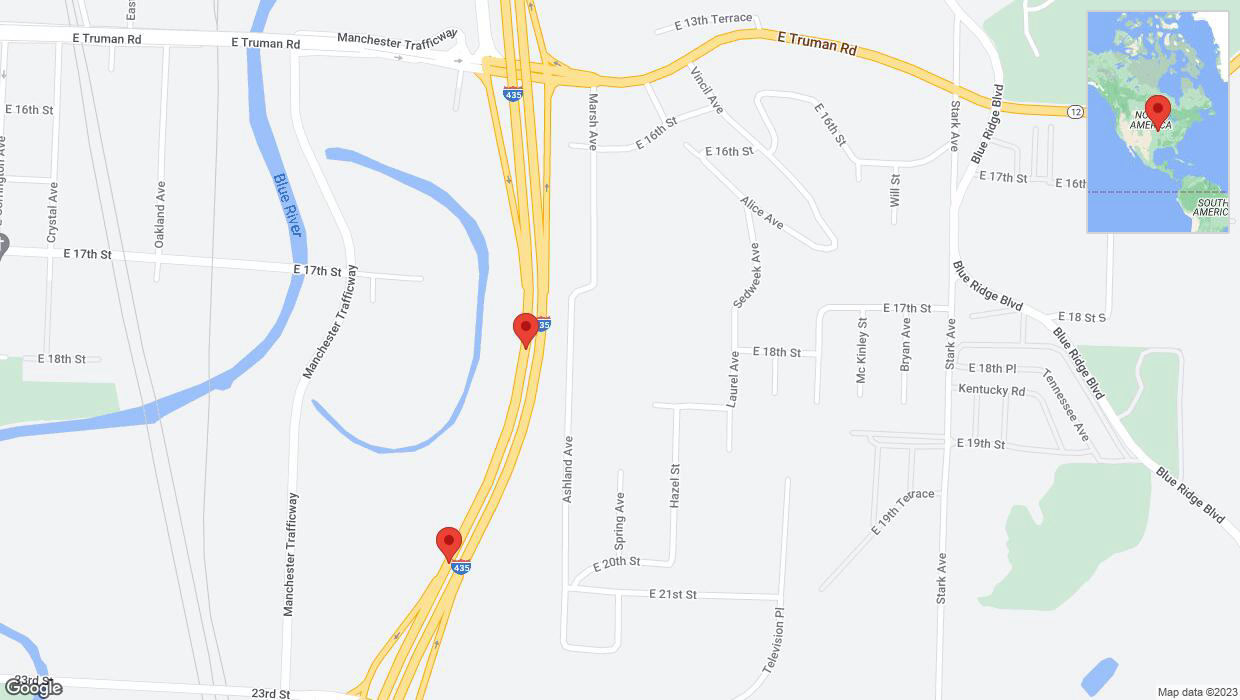 A detailed map that shows the affected road due to 'Broken down vehicle on southbound I-435 in Kansas City' on October 28th at 2:30 p.m.