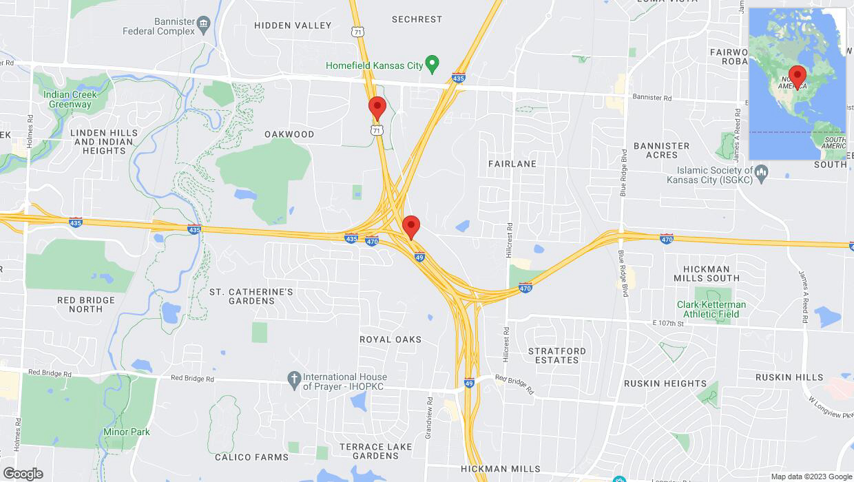A detailed map that shows the affected road due to 'Kansas City: I-40/US-71 temporarily closed' on October 28th at 3:30 p.m.