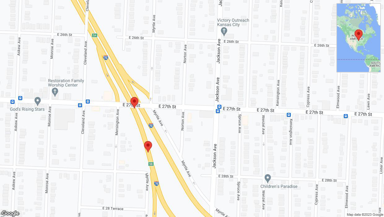 A detailed map that shows the affected road due to 'Broken down vehicle on eastbound I-70 in Kansas City' on October 28th at 5:42 p.m.
