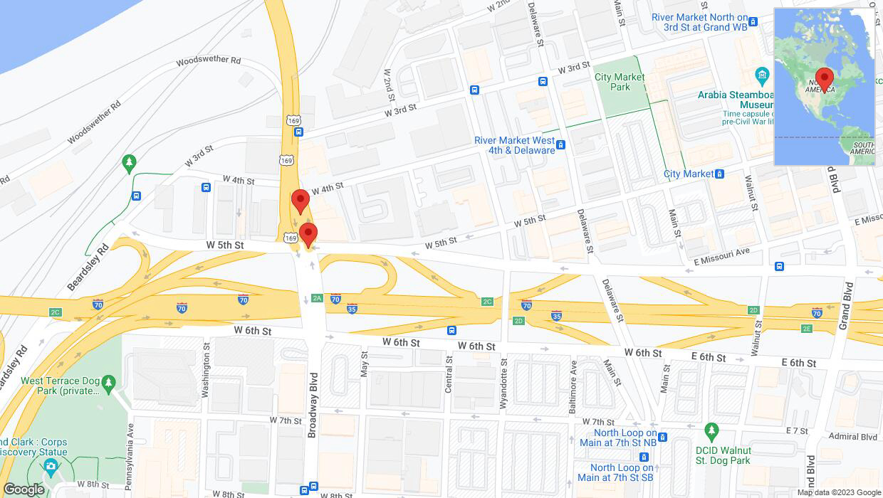 A detailed map that shows the affected road due to 'Crash reported on northbound US-169 North in Kansas City' on October 28th at 5:18 p.m.