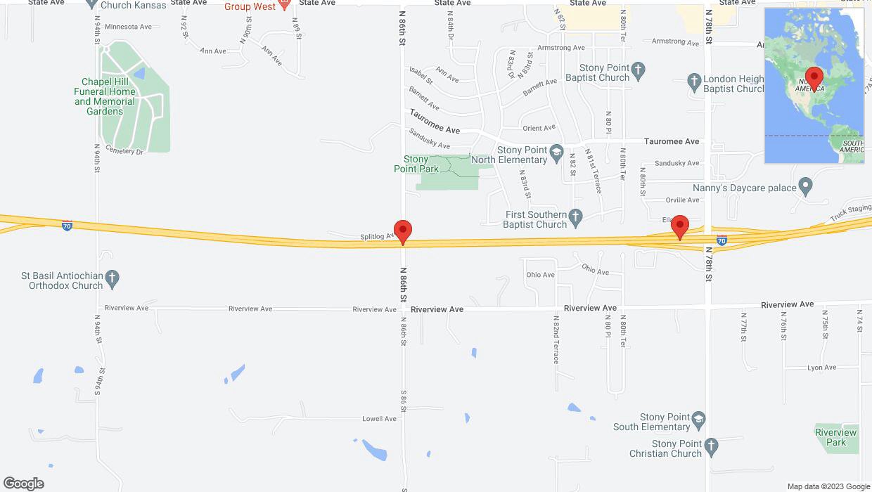 A detailed map that shows the affected road due to 'Warning: Crash on eastbound I-70 in Kansas City' on October 28th at 6:18 p.m.