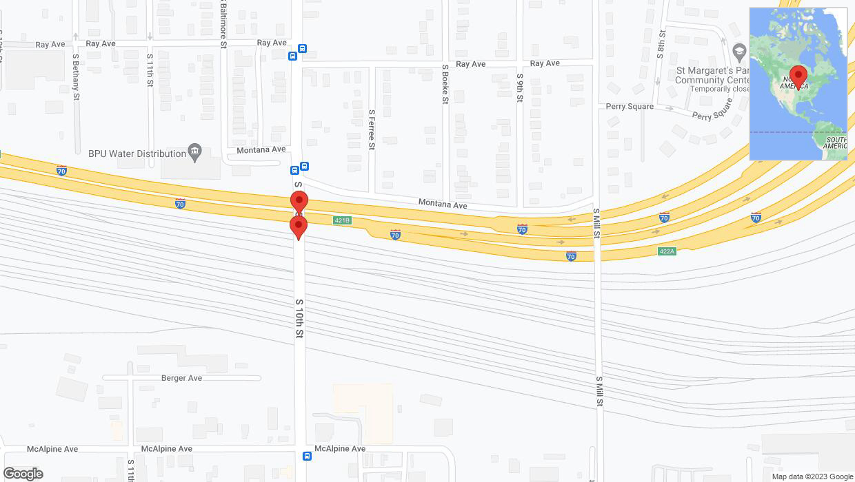 A detailed map that shows the affected road due to 'Broken down vehicle on South Ferree Street in Kansas City' on October 28th at 8:12 p.m.