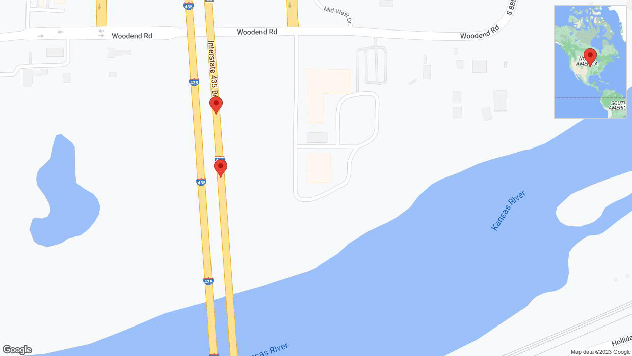 A detailed map that shows the affected road due to 'Crash reported on northbound I-435 in Kansas City' on October 28th at 10:56 p.m.