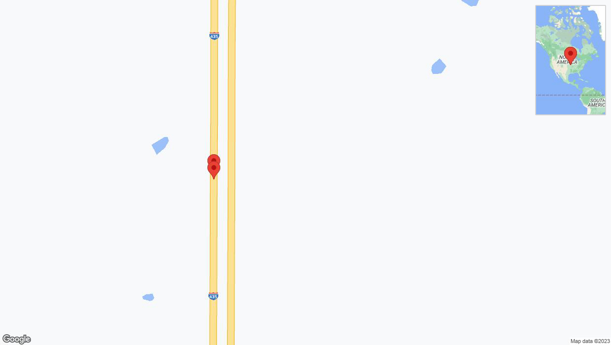 A detailed map that shows the affected road due to 'Broken down vehicle on southbound I-435 in Kansas City' on October 29th at 12:25 p.m.