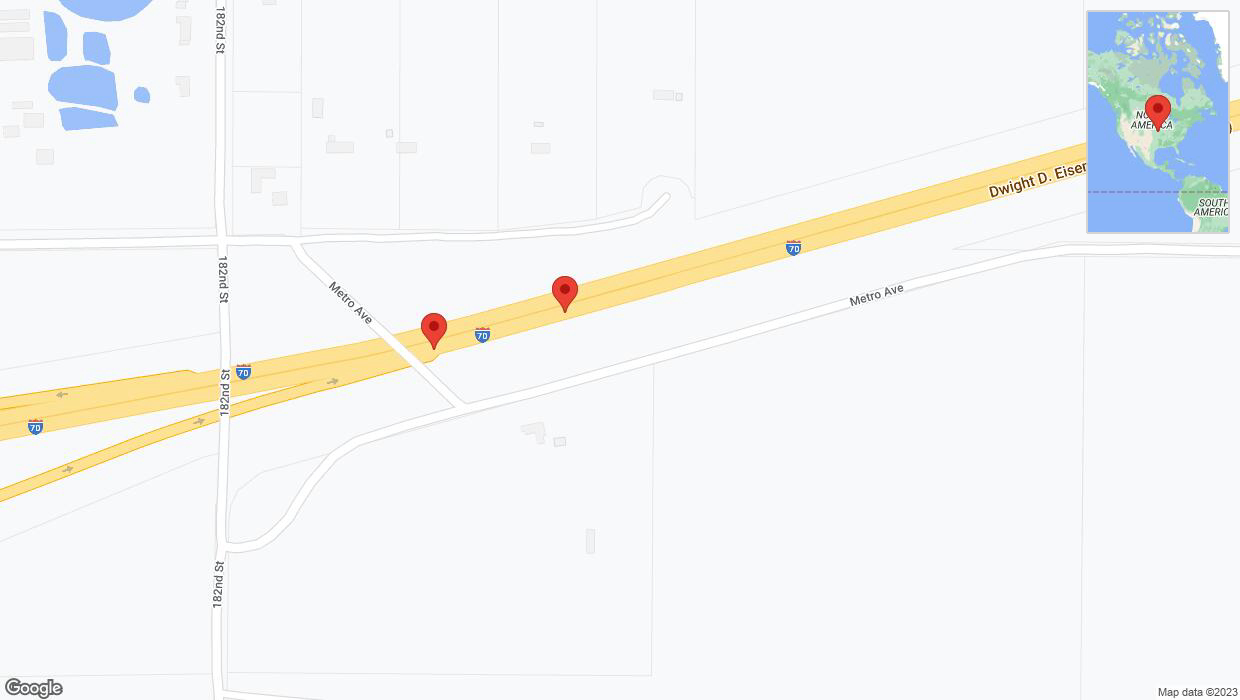 A detailed map that shows the affected road due to 'Broken down vehicle on eastbound I-70 in Bonner Springs' on October 29th at 1:25 p.m.