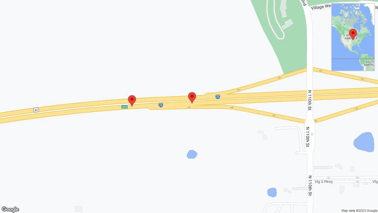 A detailed map that shows the affected road due to 'Broken down vehicle on eastbound I-70 in Edwardsville' on October 29th at 3:13 p.m.