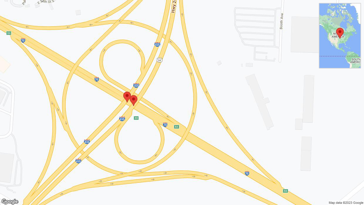 A detailed map that shows the affected road due to 'Broken down vehicle on eastbound I-70 in Kansas City' on October 29th at 4:25 p.m.