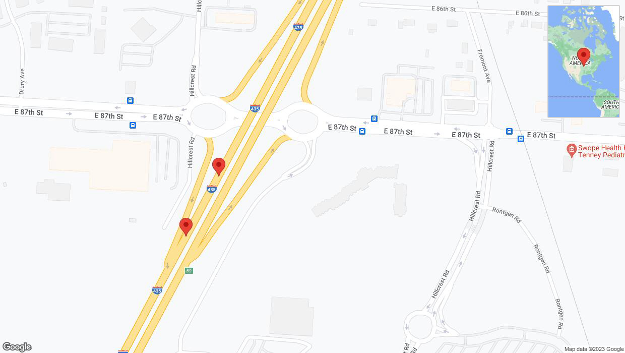 A detailed map that shows the affected road due to 'Broken down vehicle on southbound I-435 in Kansas City' on October 29th at 4:49 p.m.
