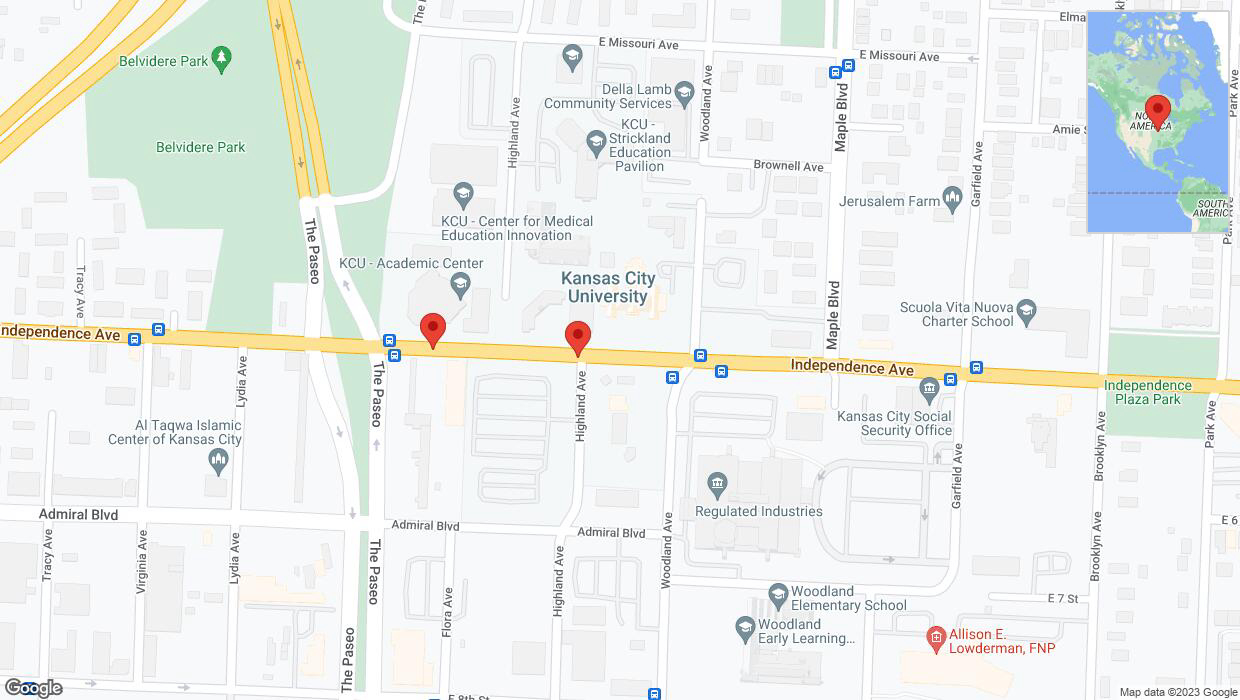 A detailed map that shows the affected road due to 'Independence Avenue/US-24 closed in Kansas City' on November 3rd at 9:32 p.m.