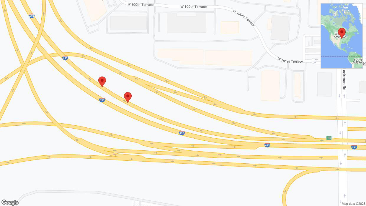 A detailed map that shows the affected road due to 'Broken down vehicle on northbound I-435 in Lenexa' on October 30th at 12:54 p.m.