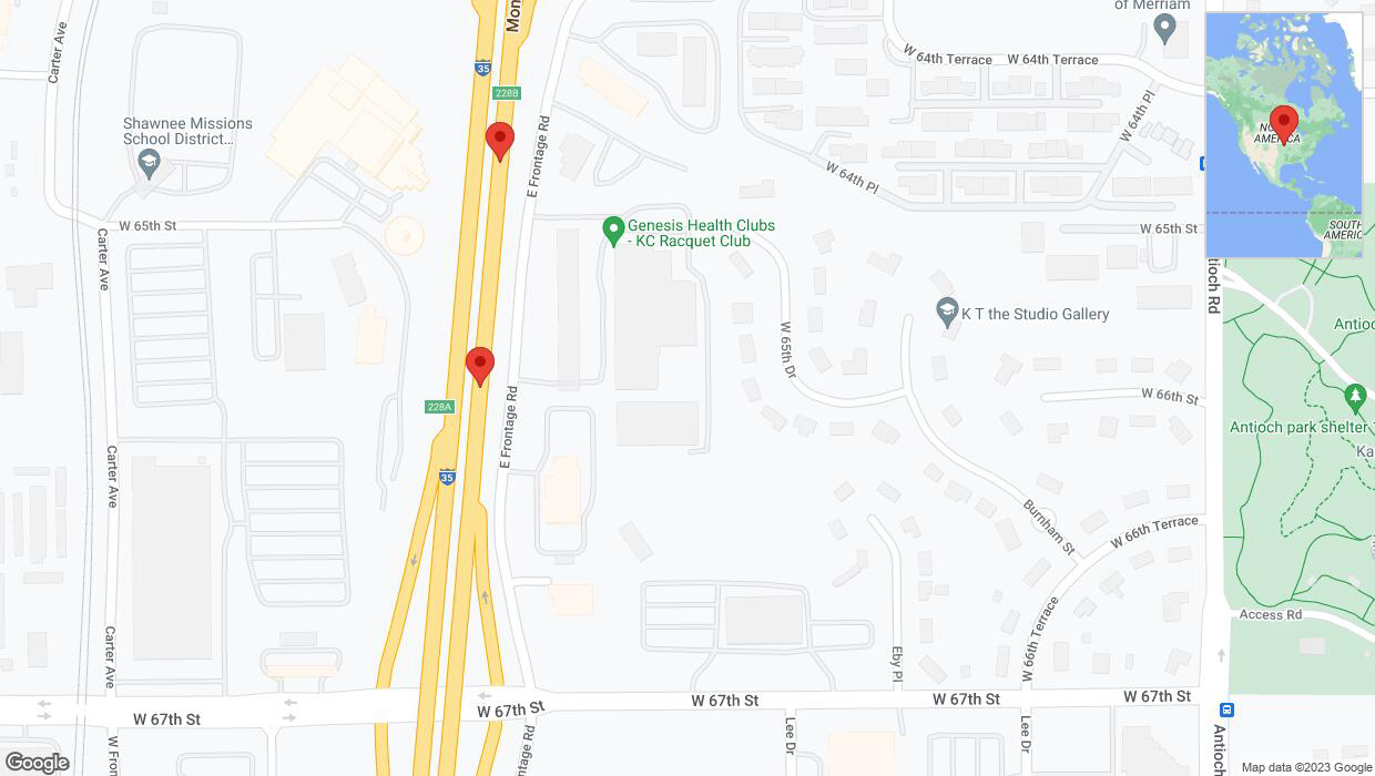 A detailed map that shows the affected road due to 'Warning in Merriam: Crash reported on eastbound I-35' on November 1st at 7:48 p.m.