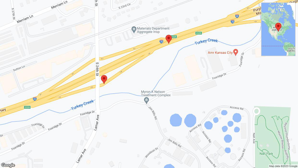 A detailed map that shows the affected road due to 'Broken down vehicle on South 24th Street in Kansas City' on October 30th at 3:18 p.m.