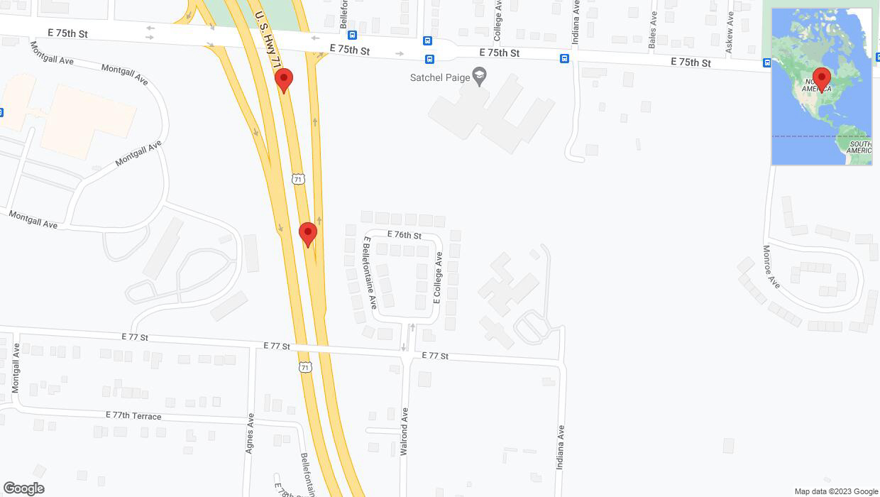 A detailed map that shows the affected road due to 'Broken down vehicle on northbound I-40/US-71 in Kansas City' on October 30th at 4:12 p.m.