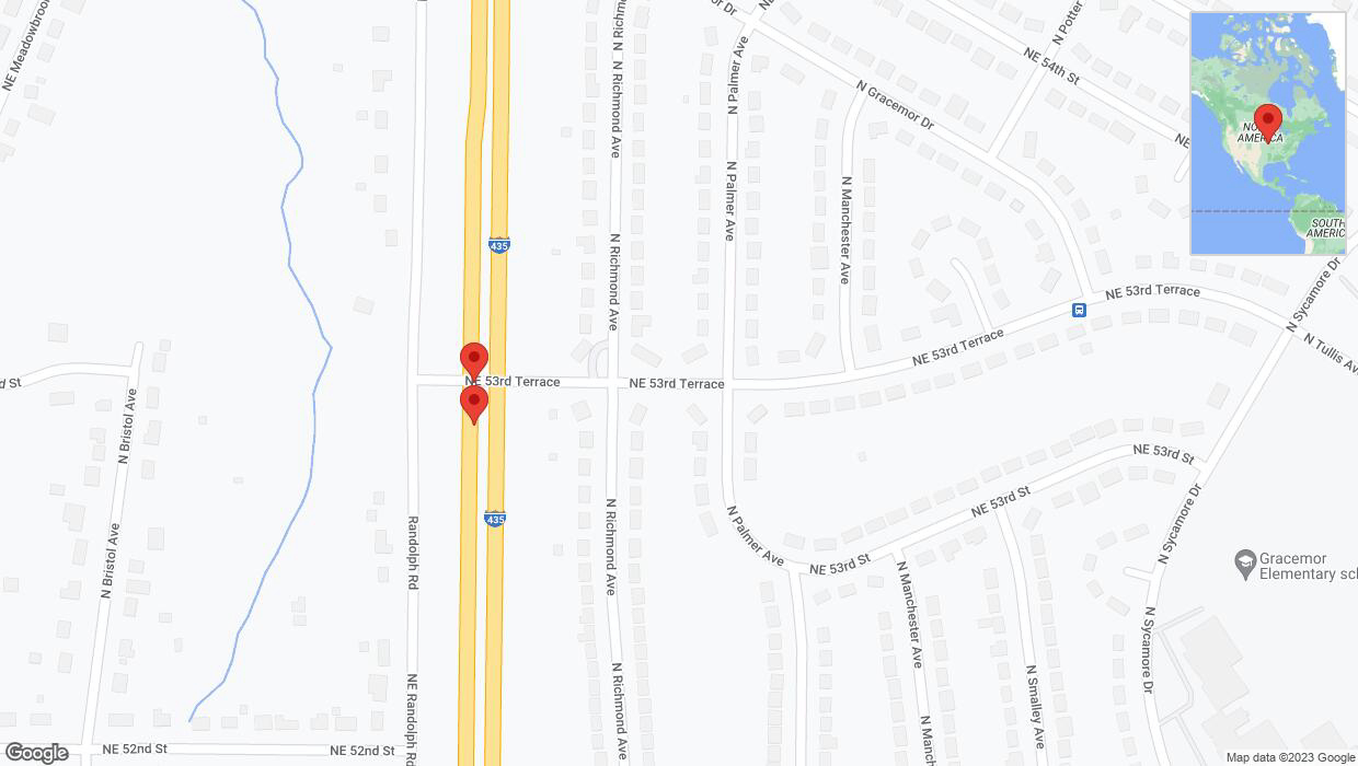 A detailed map that shows the affected road due to 'Broken down vehicle on southbound I-435 in Kansas City' on October 30th at 5:36 p.m.