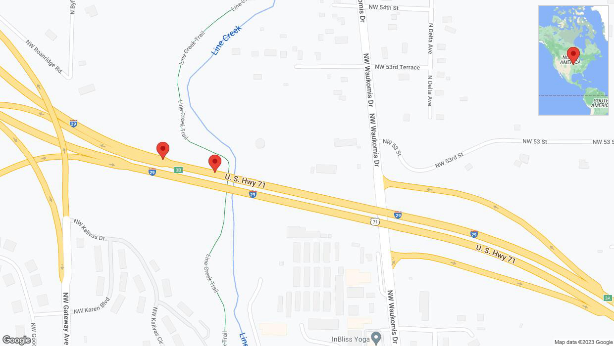 A detailed map that shows the affected road due to 'Broken down vehicle on northbound I-29 in Kansas City' on October 30th at 11:36 p.m.