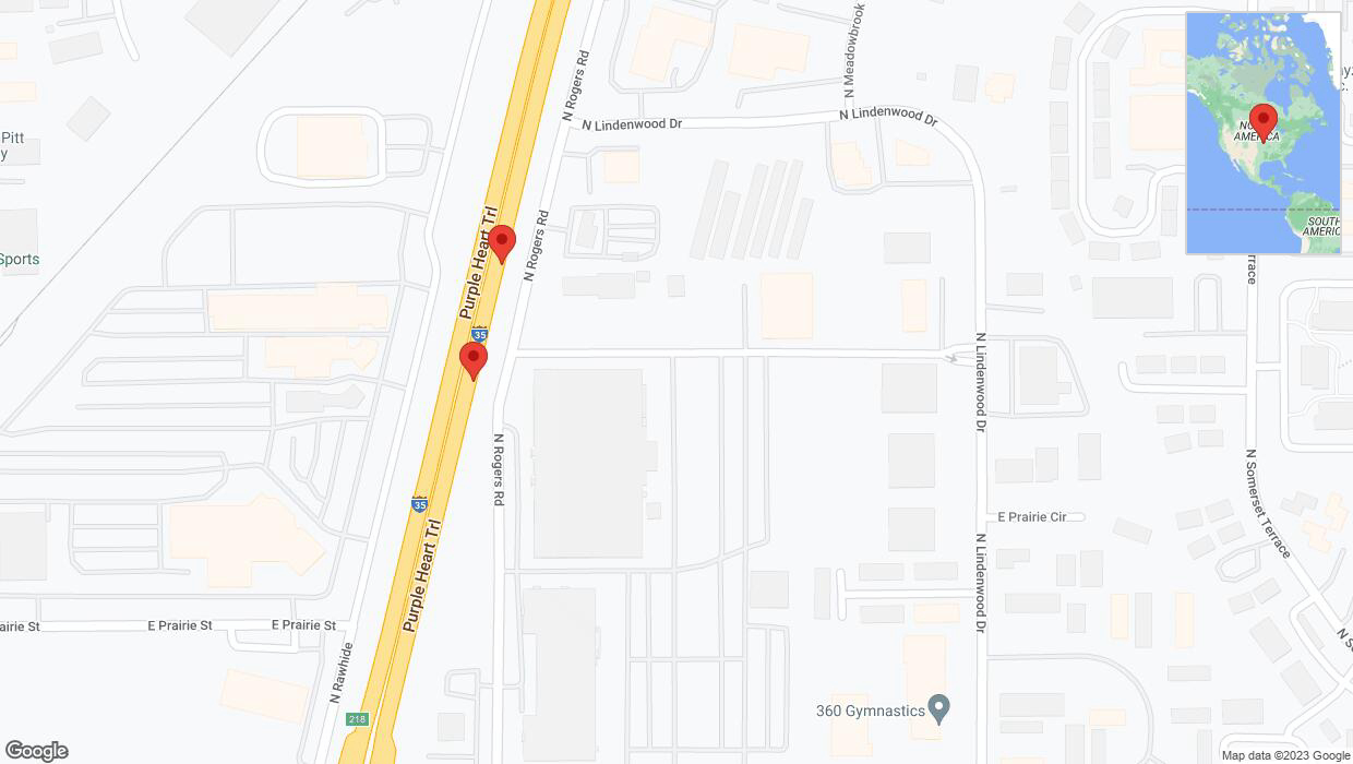 A detailed map that shows the affected road due to 'Broken down vehicle on eastbound I-35 in Olathe' on October 31st at 12:30 p.m.