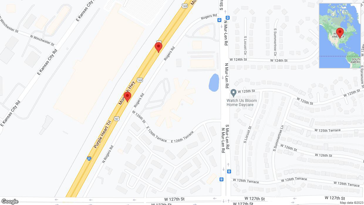 A detailed map that shows the affected road due to 'Broken down vehicle on eastbound I-35 in Olathe' on October 31st at 2:18 p.m.