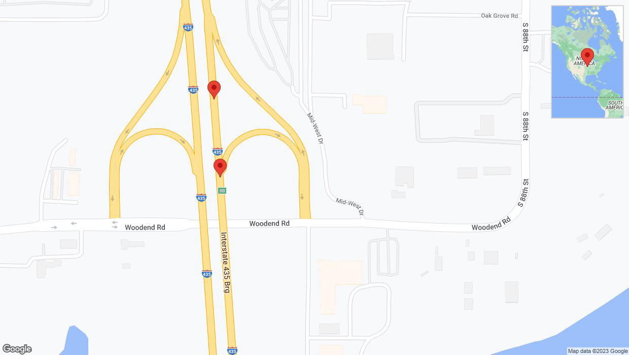 A detailed map that shows the affected road due to 'Broken down vehicle on northbound I-435 in Kansas City' on October 31st at 5:48 p.m.
