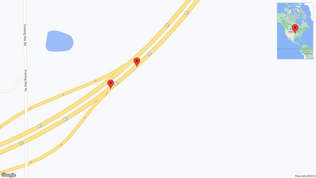 A detailed map that shows the affected road due to 'Broken down vehicle on eastbound K-10 in De Soto' on October 31st at 3:45 p.m.