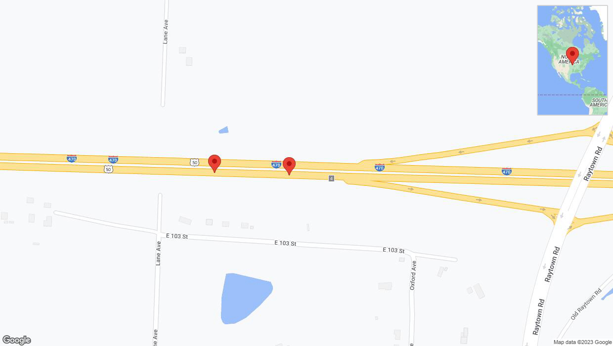 A detailed map that shows the affected road due to 'Crash report: I-470' on October 31st at 10:42 p.m.