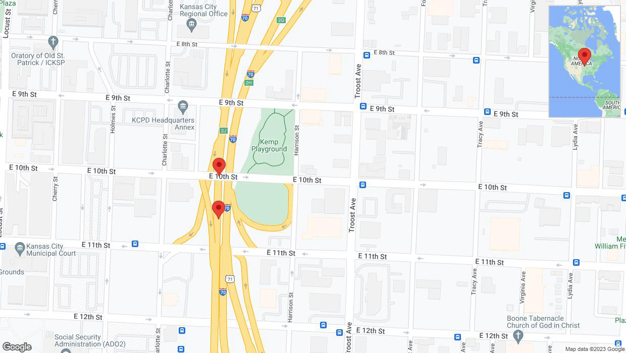 A detailed map that shows the affected road due to 'Broken down vehicle on eastbound I-70 in Kansas City' on October 31st at 11:12 p.m.