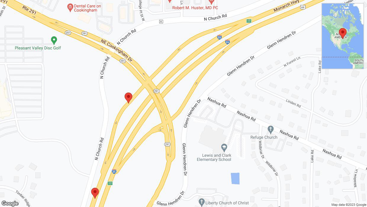 A detailed map that shows the affected road due to 'Broken down vehicle on the Monarch Highway in Liberty' on November 1st at 12:06 p.m.